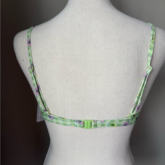 Floral Plaid Underwire Bralette Bikini Top Adjustable Straps Size Medium NWT - Picture 3 of 6